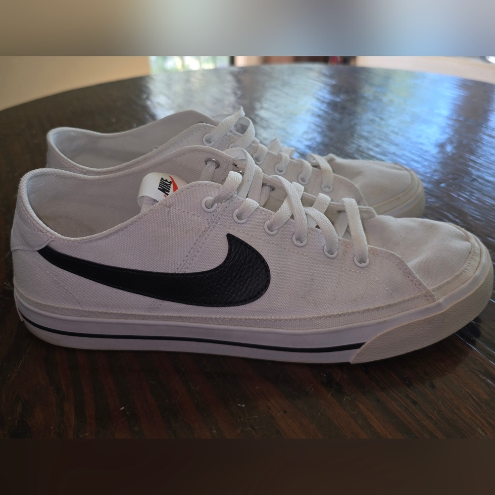 Nike Men's Court Legacy Low White and Black Canvas Sneakers